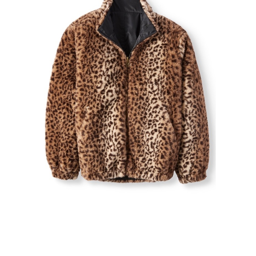 Girls toddler 3T bomber faux leopard black jacket